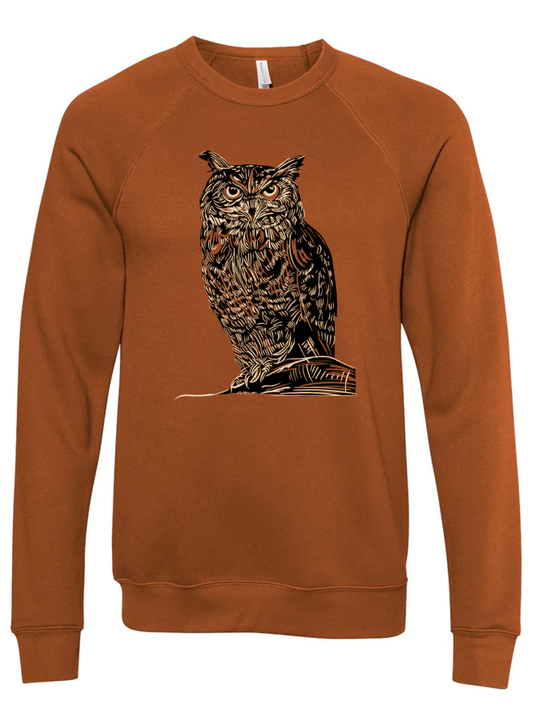 Etched Owl | Crew Neck Sweatshirt | SS-185