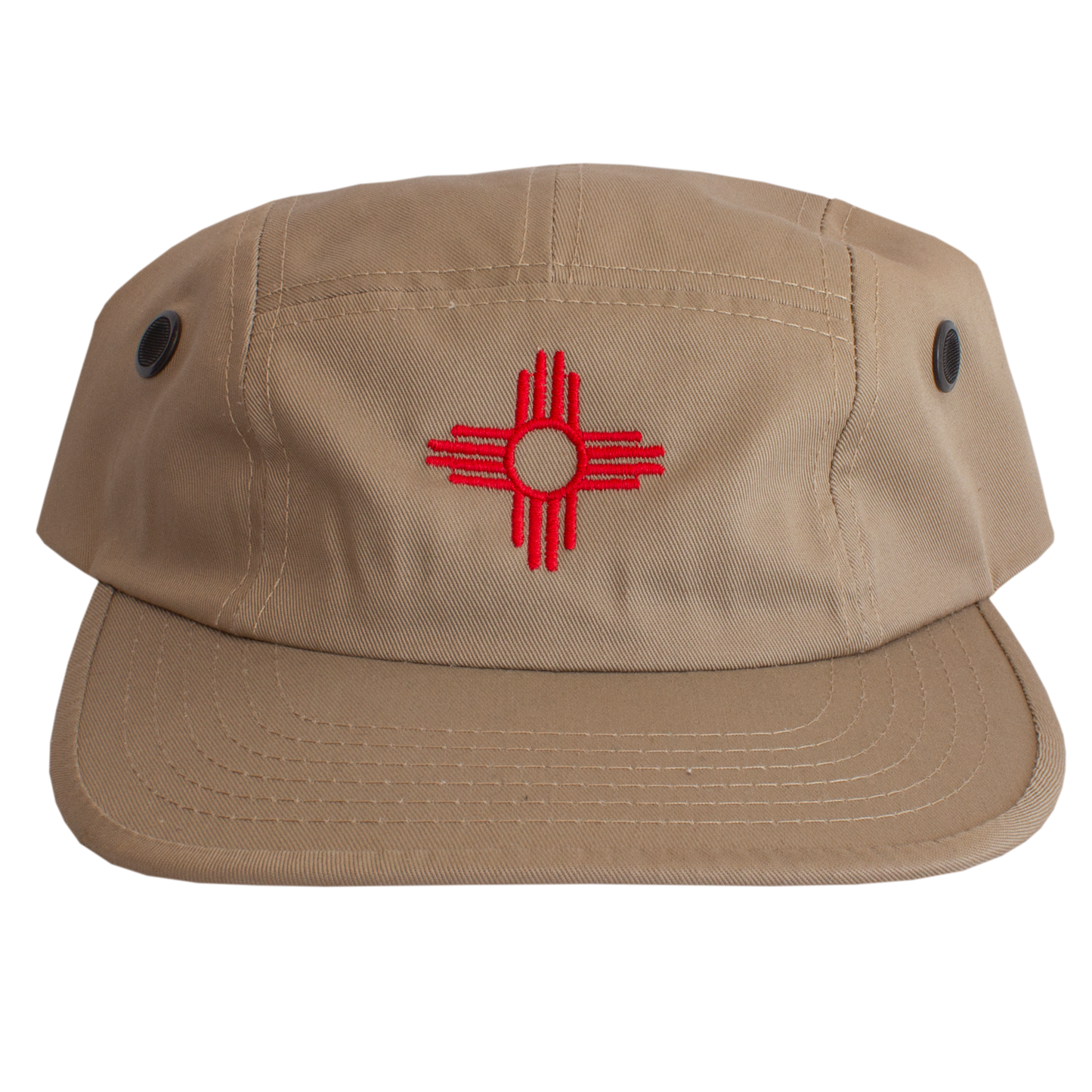 Zia Camper Hat | Jockey Flatbill | Embroidered Red, Khaki | BCE-114