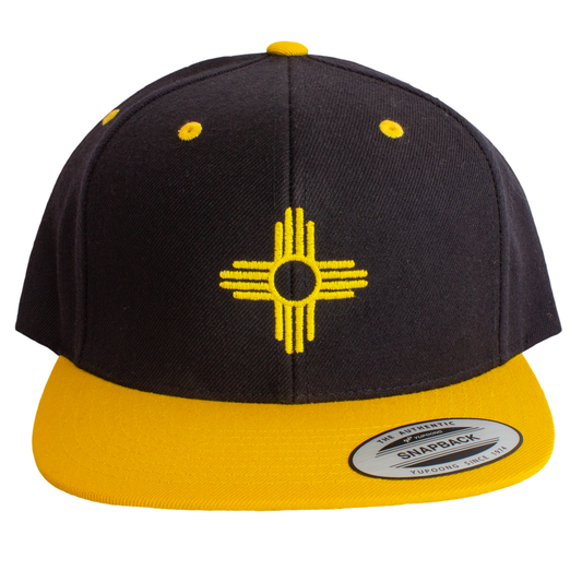 Flatbill | Embroidered Zia Hat | Black/Gold | BCE-106