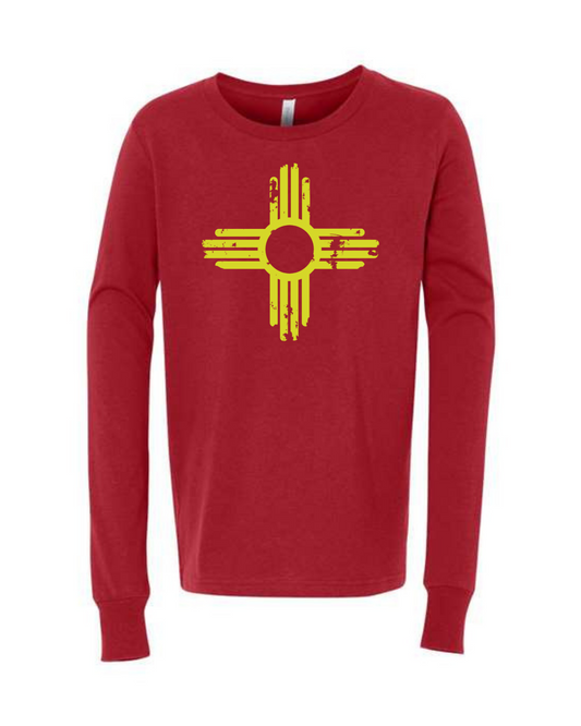 Distressed Zia | Kids Long Sleeve T-Shirt | KLS-133Y