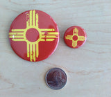 Distressed Zia (Yellow on Red Base) - Pin Back Button