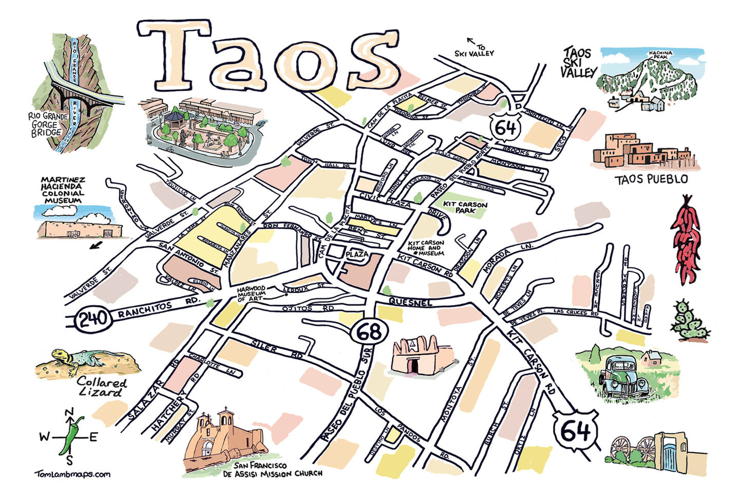Taos Map | Postcards | PC-4095