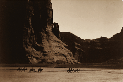 Navajos at Canyon De Chelly postcard