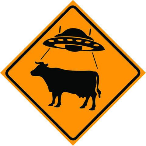 UFO Cattle Crossing Sign (square) Magnet