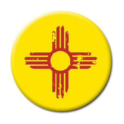 Distressed Zia (Red on Yellow Base) - Pinback Button