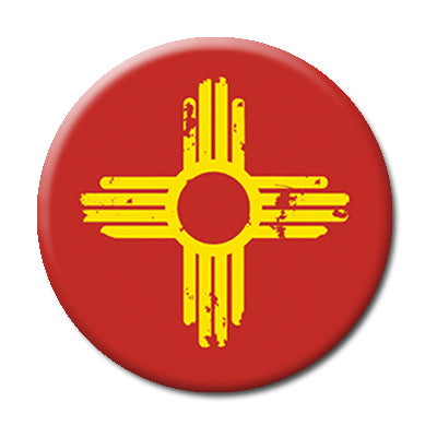 Albuquerque Distressed Zia  | Pinback Button  | BU-1020 & BU-2012