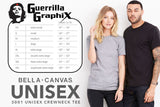 Guerrilla Graphix T-shirt Sizing Chart - Unisex Bella+Canvas Shirts