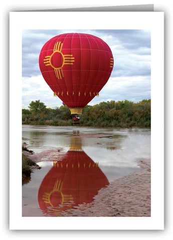 Zia Balloon on the Rio Grande Greeting Card