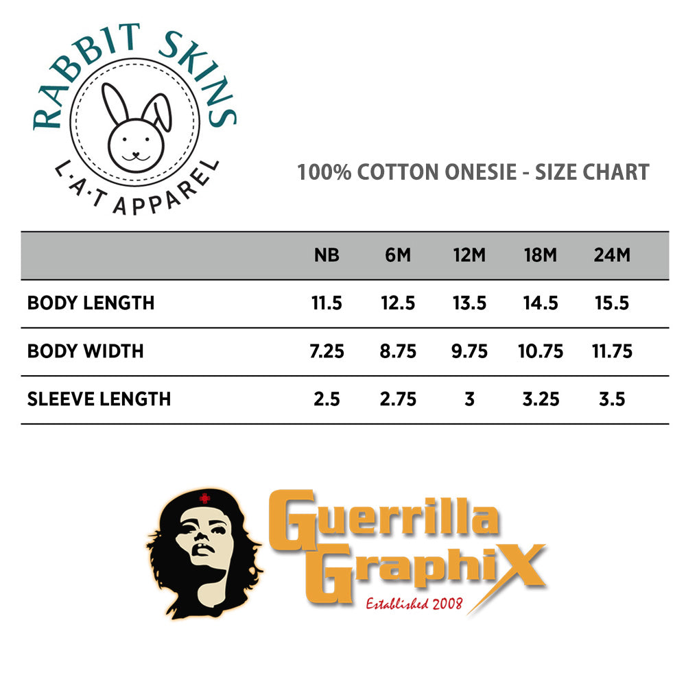 rabbit skins onesie sizing chart - guerrilla graphix