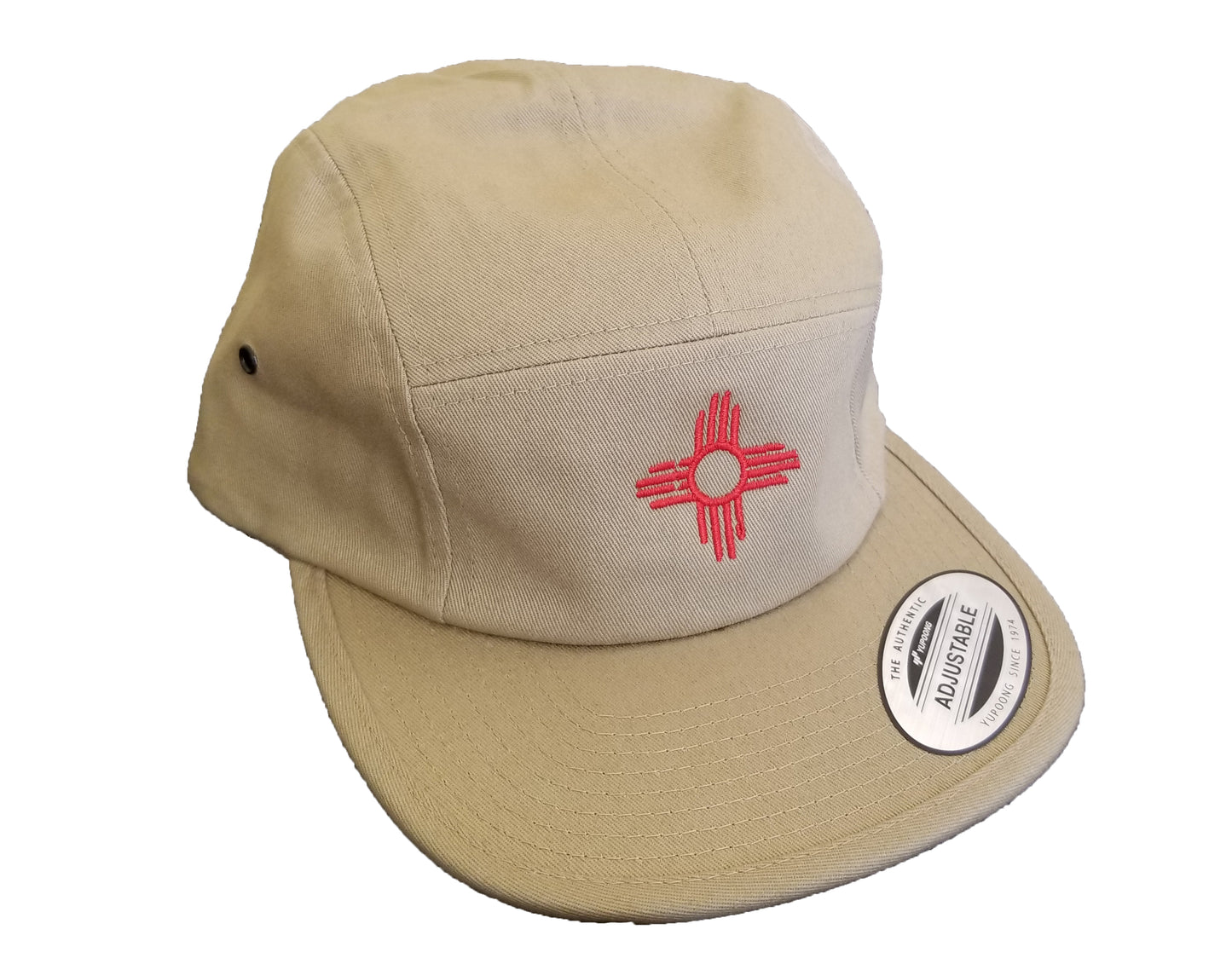 Zia Camper Hat | Jockey Flatbill | Embroidered Red, Khaki | BCE-114
