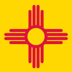 Zia Sticker - Red on Yellow New Mexico Symbol