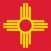 Zia Sticker - Yellow on Red - New Mexico Symbol