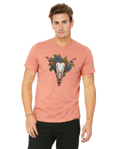 cow skull with flowers shirt