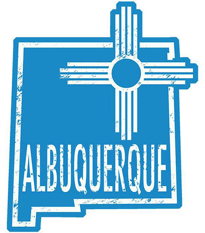 Albuquerque Outline _ New Mexico Zia Vinyl Bumper Sticker