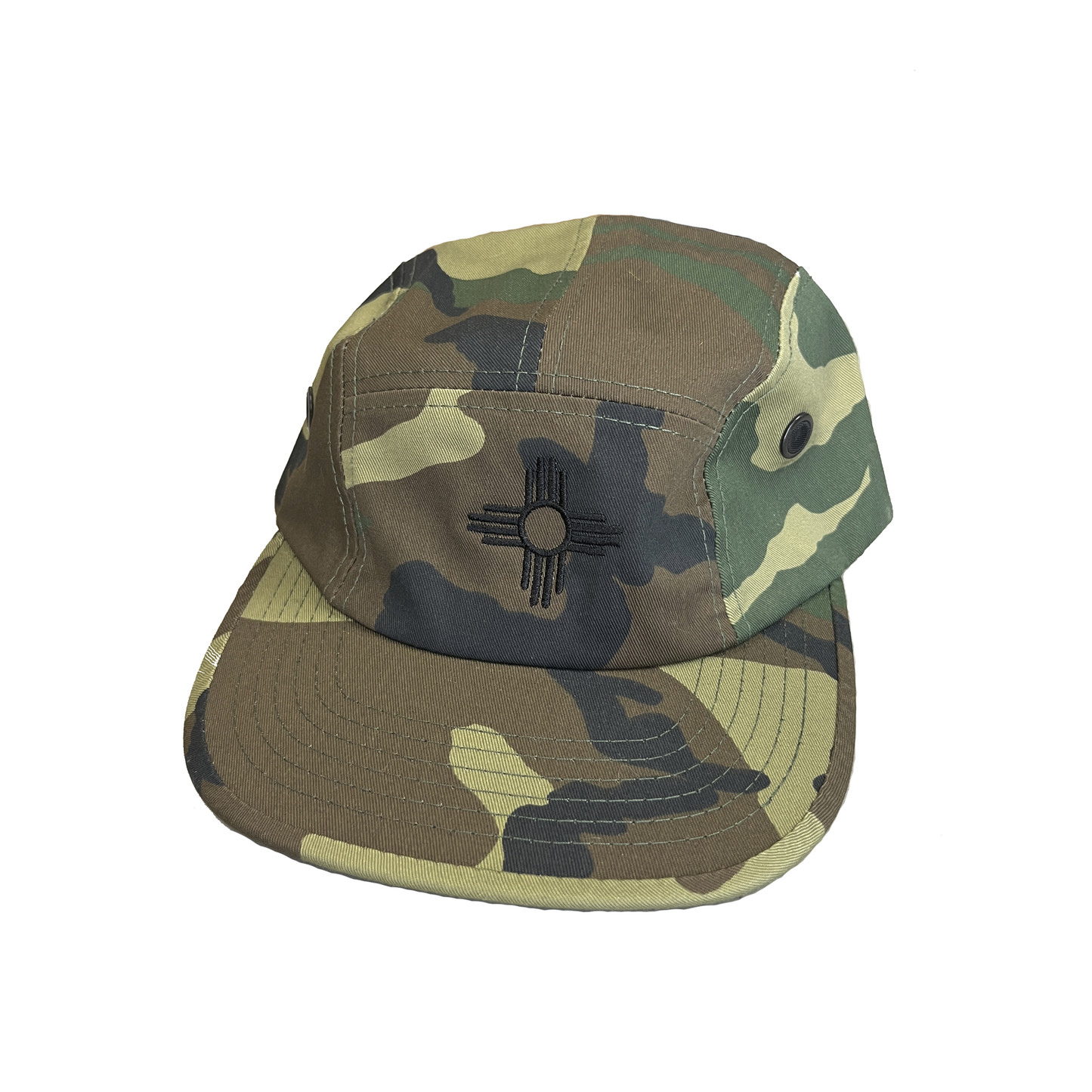 Black Zia Camo Hat | Embroidered Camper 5 Panel | BCE-116