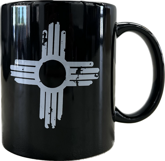 Distressed Zia - Black Mug white zia