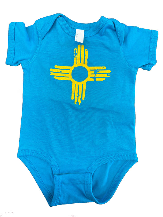 Yellow Zia on Turquoise | Onesie | ONZ-203C