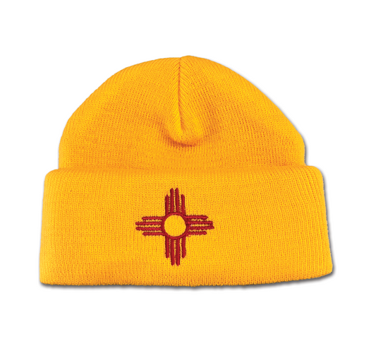 Red Zia | Gold Embroidered Teeny Beanie | TWB-133R