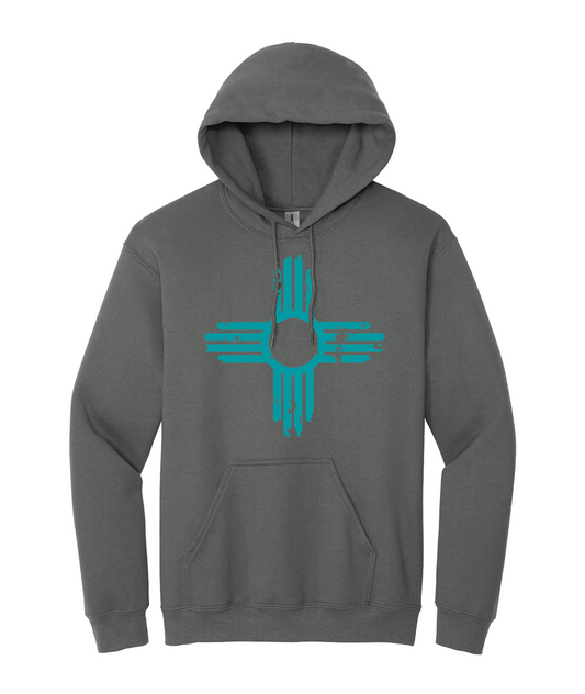 Distressed Zia | Charcoal Pullover Hoodie | HD-133T