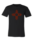 Distressed Zia T-Shirt with Red Imprint | Guerrilla Graphix New Mexico Tee Shirt
