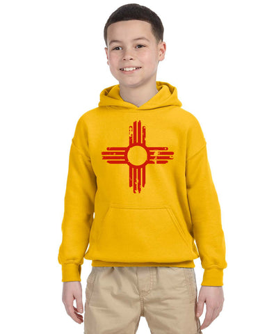 Distressed Zia - Gold Youth Hoodie