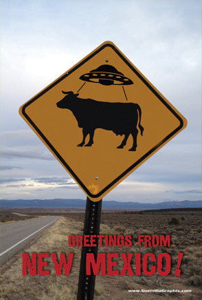 UFO Cow Sign New Mexico Postcard
