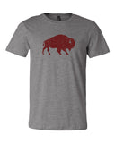 Distressed Bison Buffalo T-shirt - Grey Triblend Canvas 3001c
