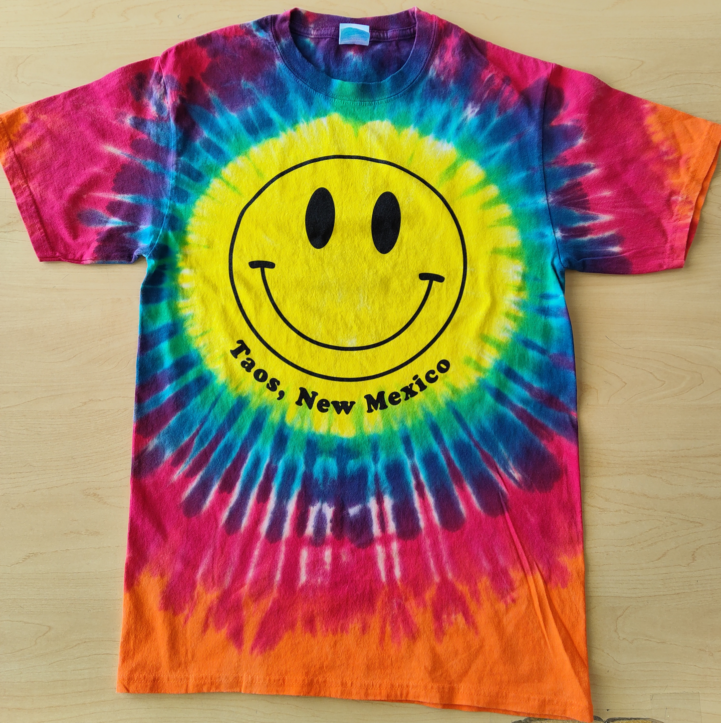 155 Smiley Face Taos, NM Tie-Dye T-Shirt