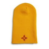 HAT-133R Distressed Zia - Red on Gold Embroidered Beanie