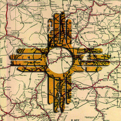 Zia Map of New Mexico Square Postcard