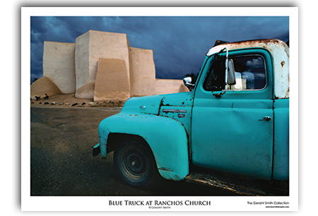 Blue Truck at Ranchos Church Art Print by Geraint Smith