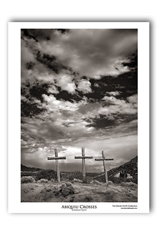 Abiquiu Crosses Art Print Black White New Mexico Landscape Poster