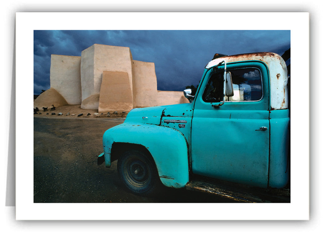 Blue Truck at Rancho Church Greeting Card