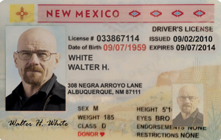 Walter White NM Drivers License | Postcards | PC-494