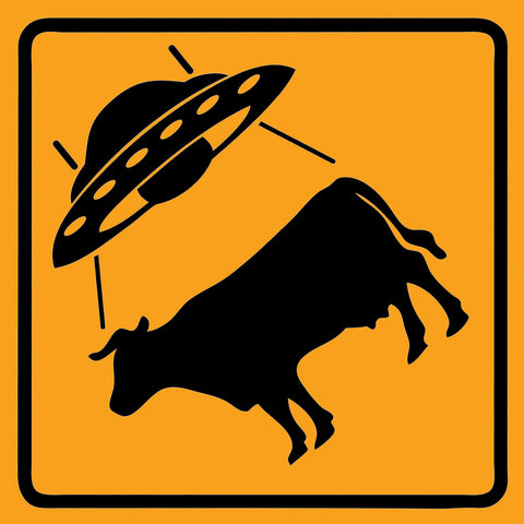 UFO Cattle Crossing Sticker